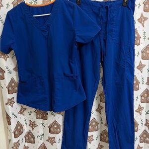 Blue Women's Scrub Top & Pants Set
